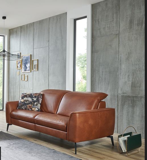 Hukla Sofa 2.5-sitzig HU-PC23005 ca. B192 T105 cm in Leder Cloudy cognac 60