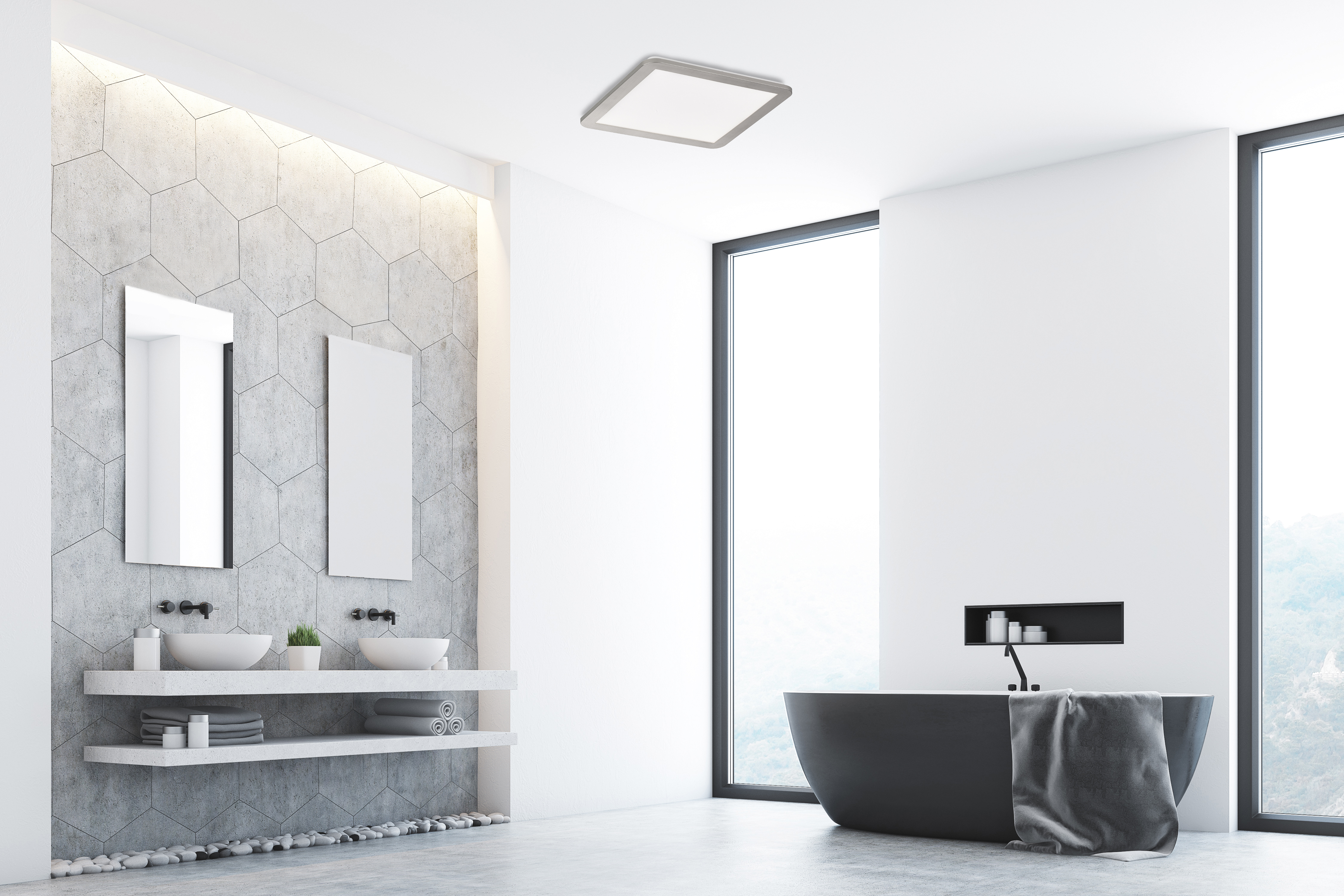 Fischer & Honsel LED-Deckenleuchte GOTLAND in Nickel matt/Acrylglas weiß