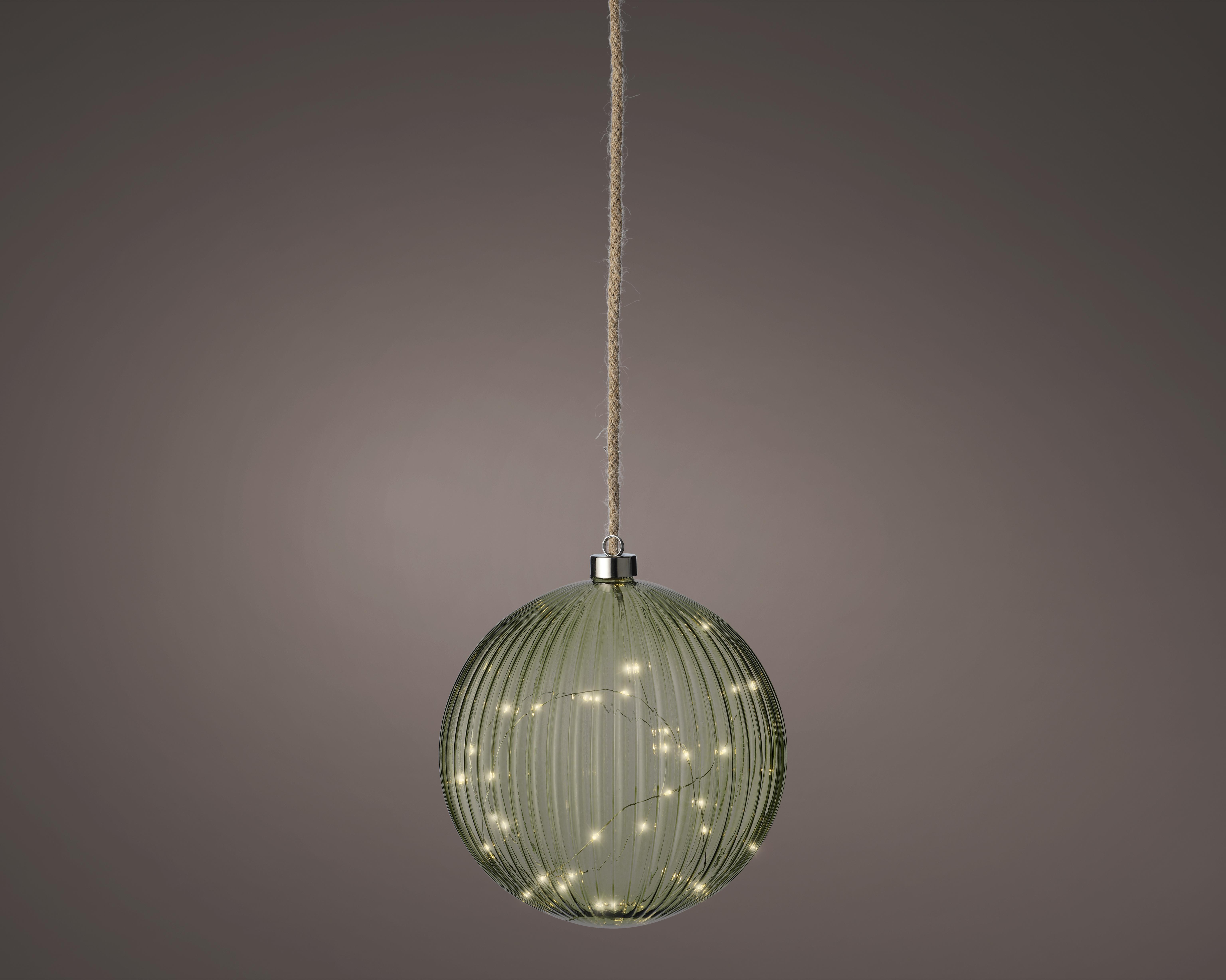Kaemingk LED Kugel indoor, D20.00cm-40L 487598 , D20 cm in Grün/Weiß, Leuchter, Lampe
