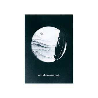 Trauerkarte WIR NEHMEN ABSCHIED in Wir nehmen Abschied, kartenmotiv, gestaltung, abschiedskarte, kreiszoom, blätter