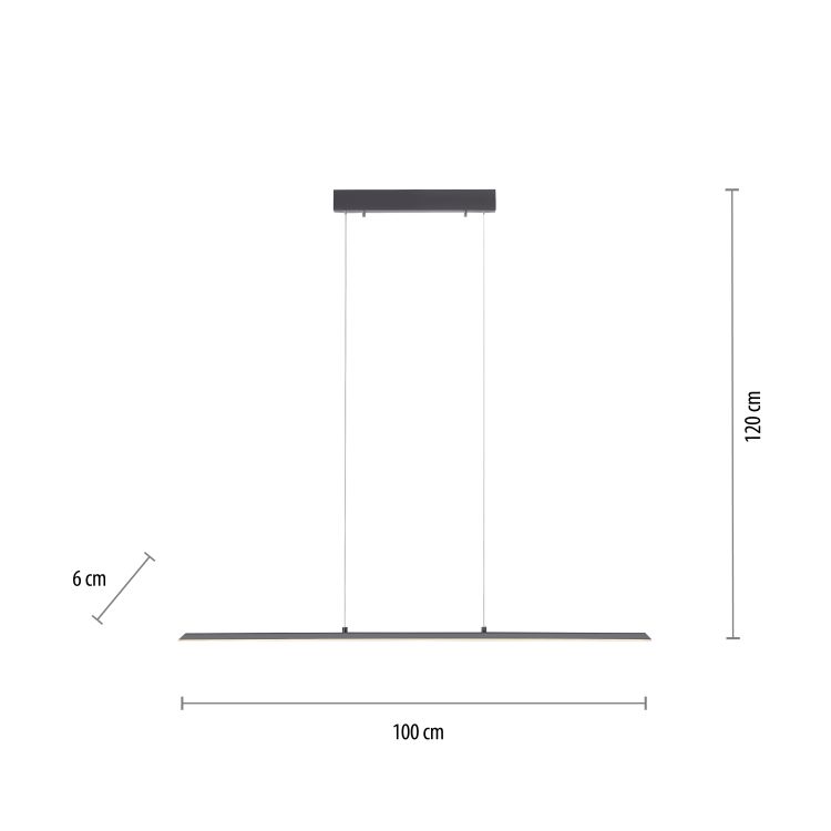 Paul Neuhaus LED-Pendelleuchte PURE LITE 1-flammig in Farbe anthrazit, Diagramm, Handlung, Seite, Text