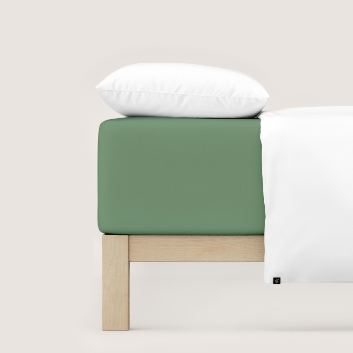 Schlafgut Pure Boxspring Spannbettlaken ca. 90x190-100x220cm in Farbe Green Mid