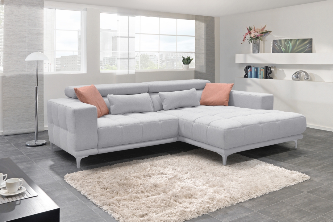 Polsterecke 7536 ca. 278x192cm in Stoff Agate grey