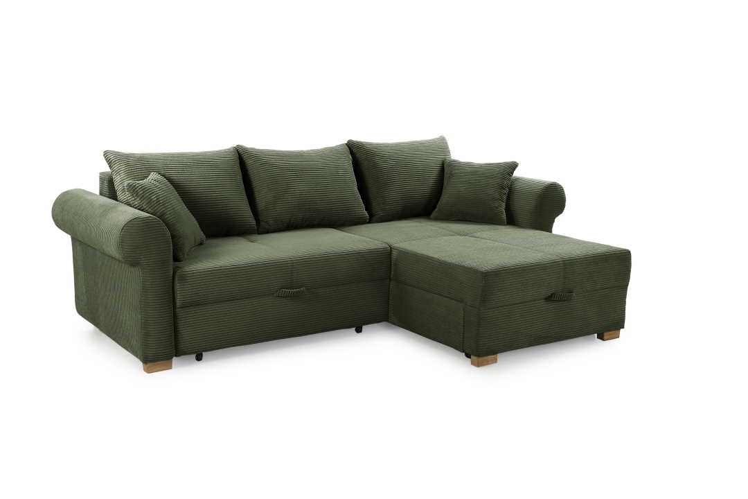 JOB Ecksofa LIST ca. 248x161cm in Stoff Cord grün