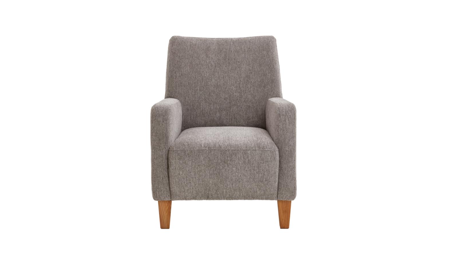 Sessel BOSSE in Stoff Orlean hellgrau, Sessel, Stoffbezug, Grau, Holzbeine, Moderner Stil