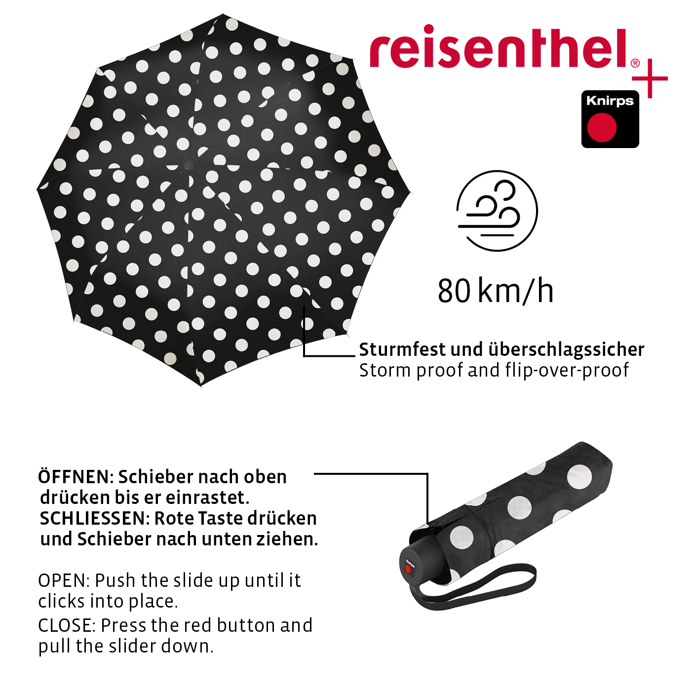 Reisenthel UMBRELLA POCKET CLASSIC in Farbe dots white