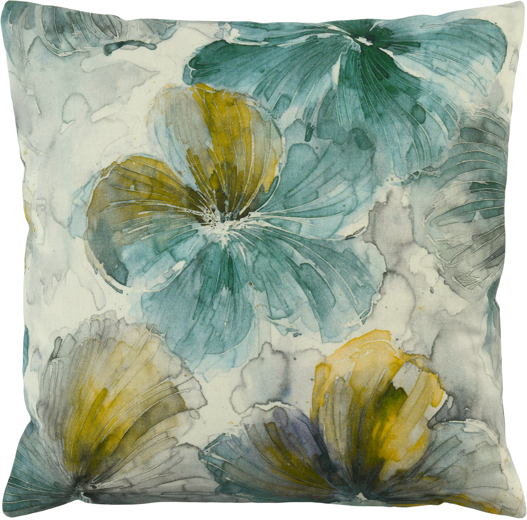 Sander Kissenhülle JANE ca. 40x40cm in Farbe aqua, Kissen, Kissenbezug, Blumenmuster, Gewebtes Textil, Dekokissen