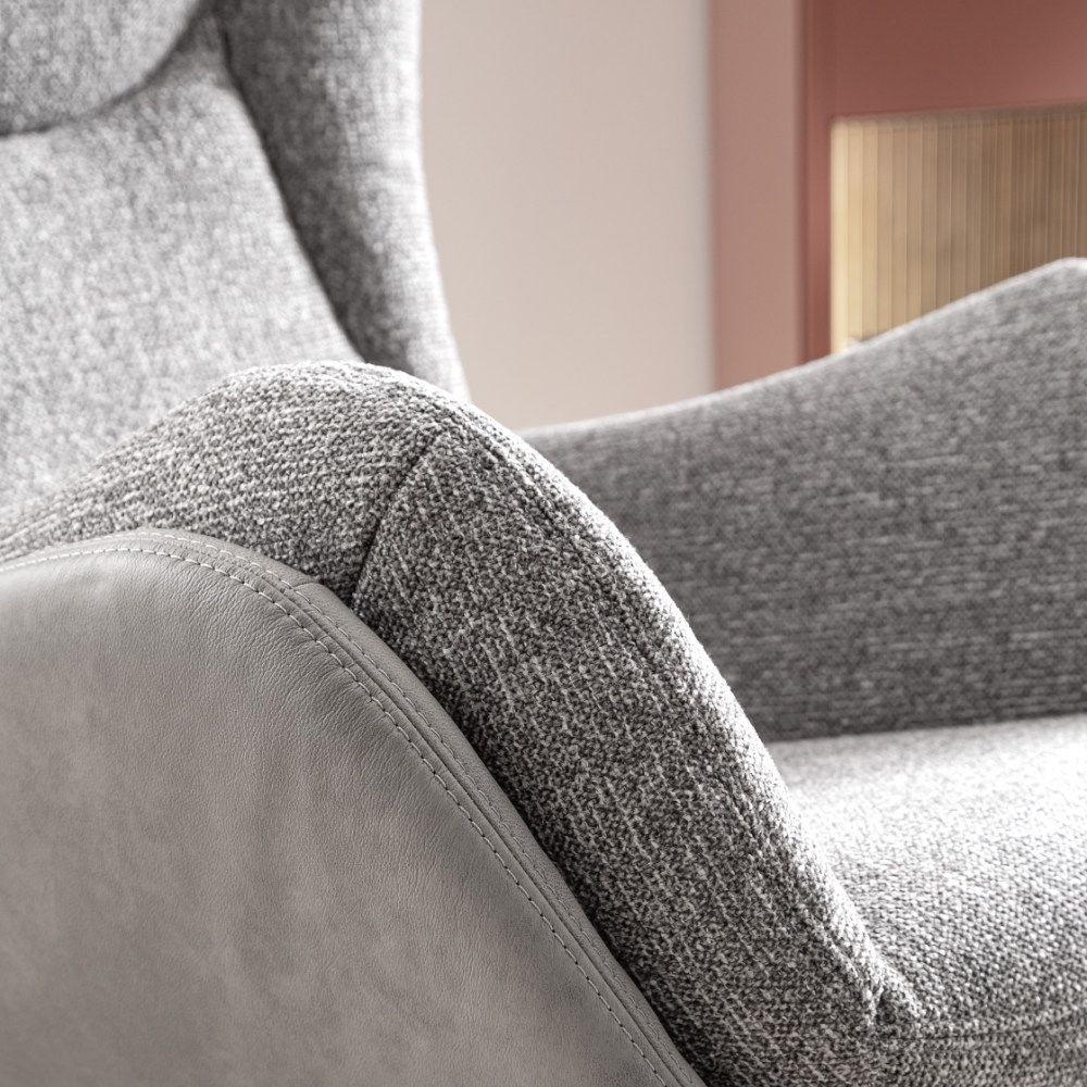 SCHÖNER WOHNEN-Kollektion Drehsessel KIKO in Stoff Sneak steel/Leder Evita light grey