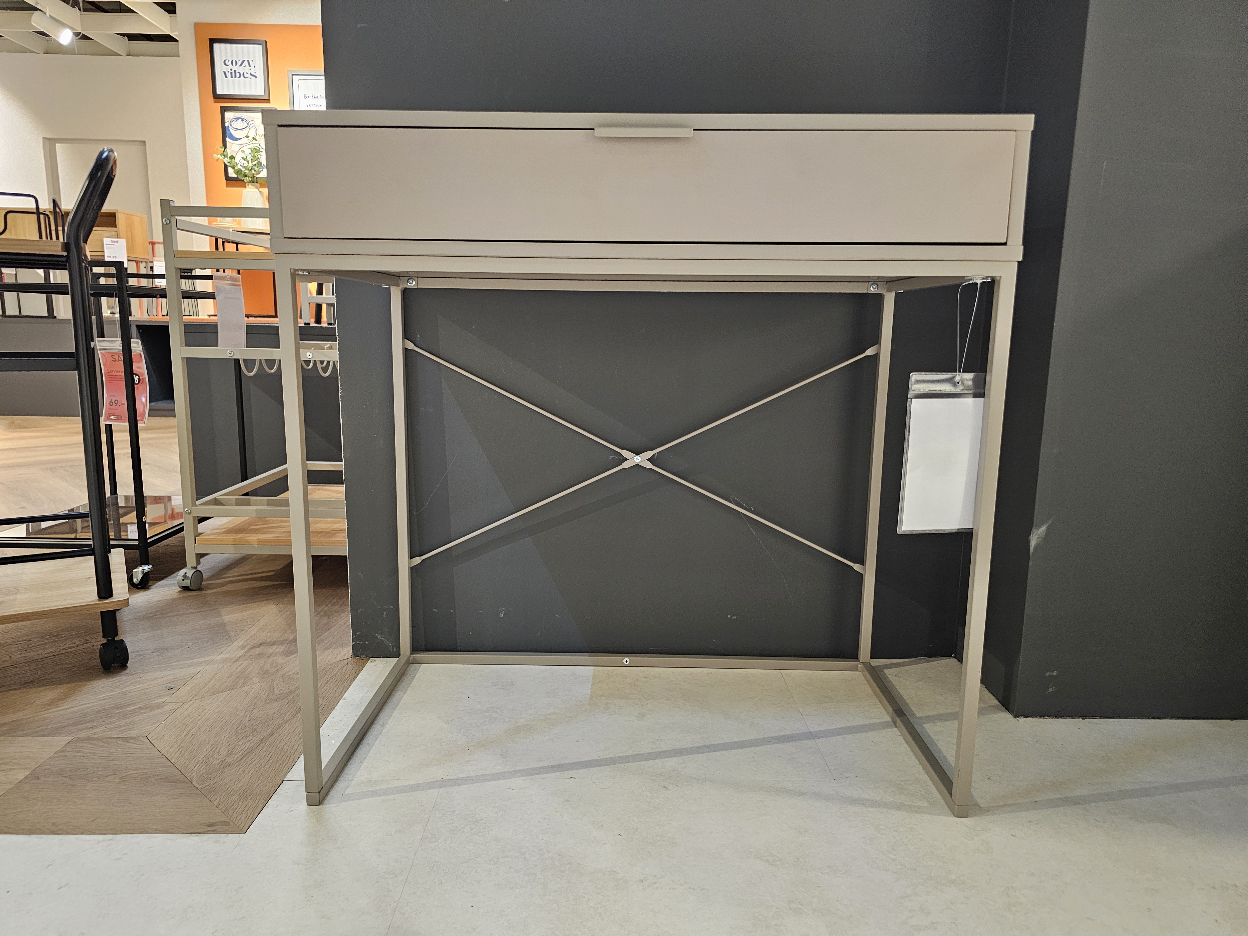 Konsole MALMÖ 8045 in Farbe Kaschmirbraun, schreibtisch, Metalldesign, Schublade, Kästen, Arbeitsplatz