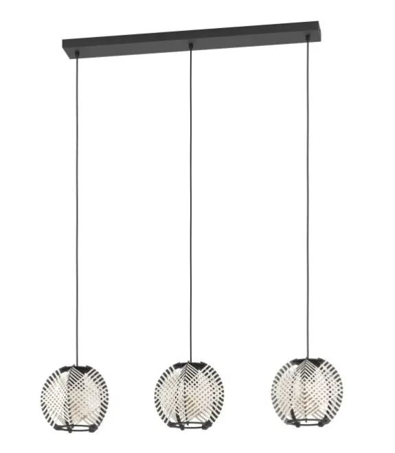 Eglo Leuchten Pendelleuchte WAVERTON in Textilband beige/Holz schwarz, Leuchter, Lampe