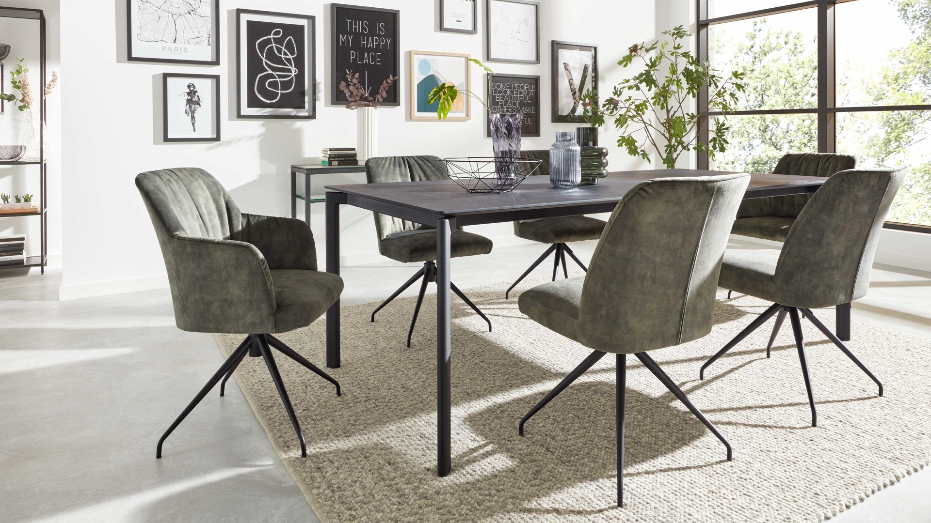 Interliving Esstisch IL 5110 ca. 100 x 220 cm in Mosaik Eiche matt schwarz