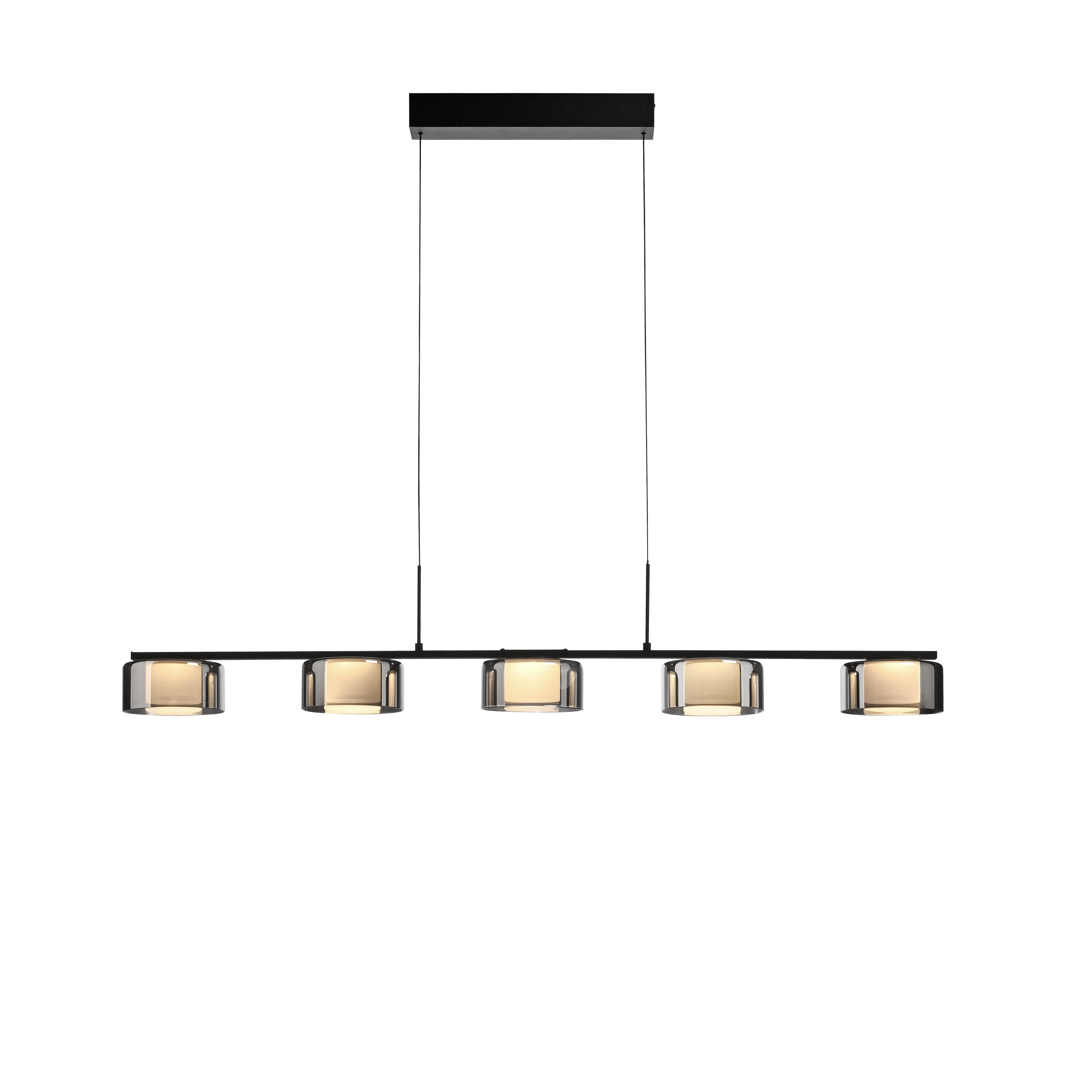 Paul Neuhaus LED-Pendelleuchte RIKA 5-flammig in Farbe schwarz, Hängeleuchte, Küchenlampe, 5-flammig, Schwarz, Glasschirm