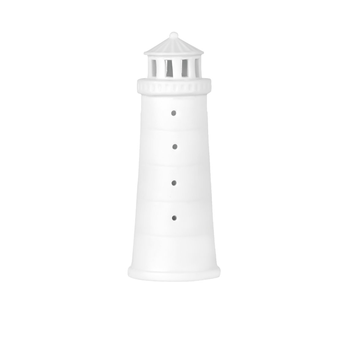 LED Leuchtturm MEERESRAUSCHEN in Farbe weiß, Leuchtturm, Miniatur, weiß, Porzellan, Deko