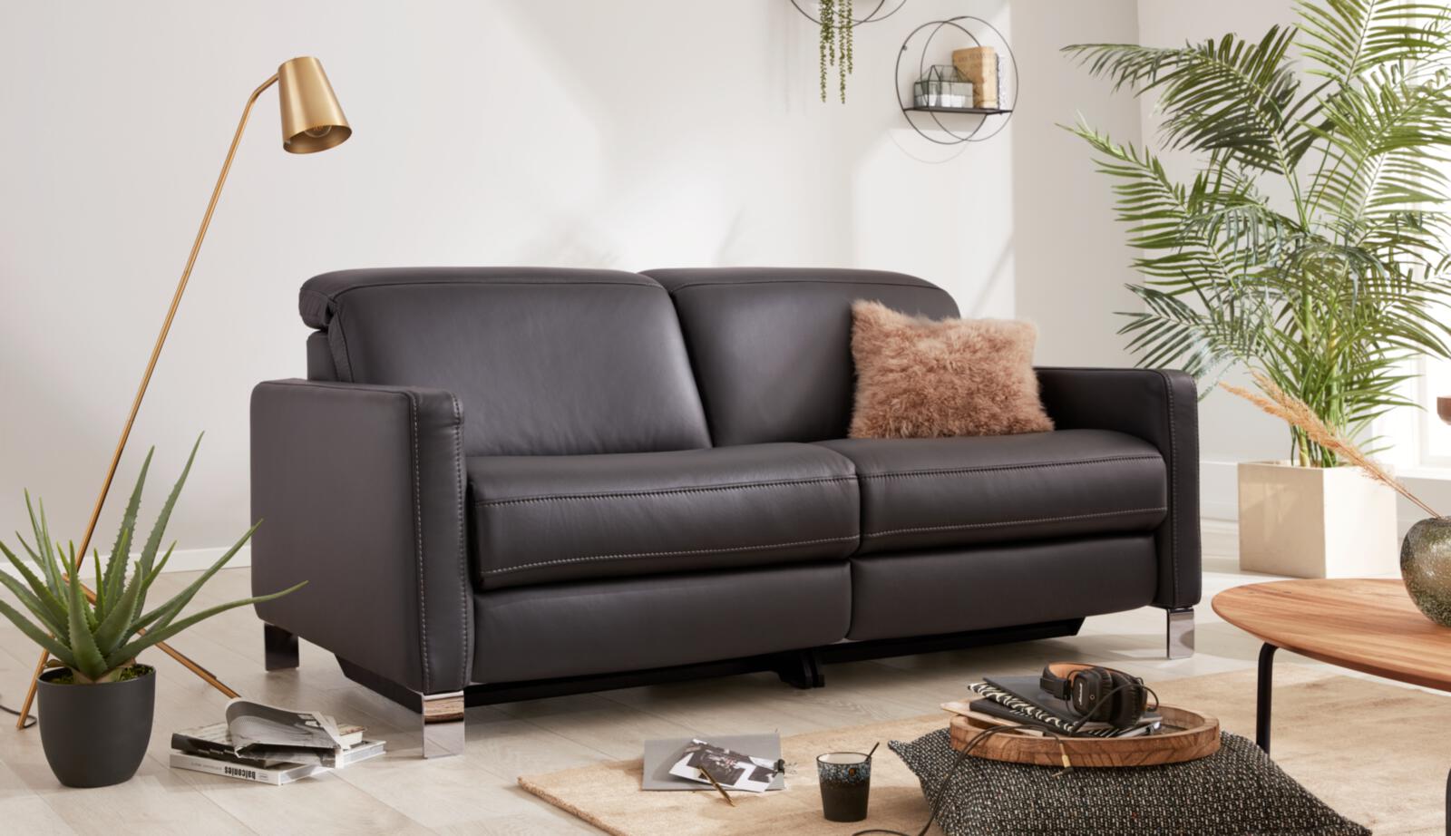 Interliving Sofa 2,5-sitzig INTERLIVING 4054 ca. B188 T104 cm in Leder Credo anthrazit 60
