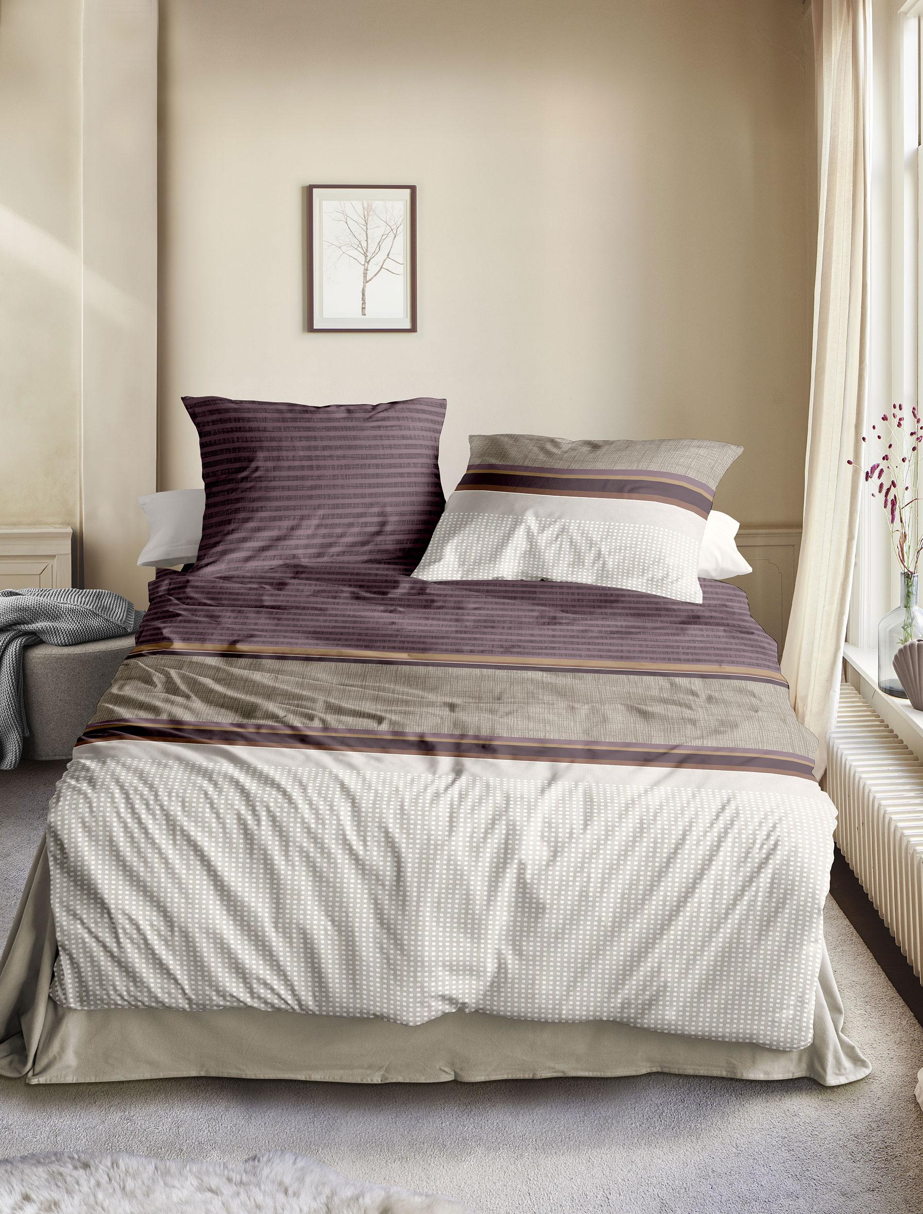 Irisette Mako-Satin Bettwäsche WAVE ca. 155x220cm in Farbe beere