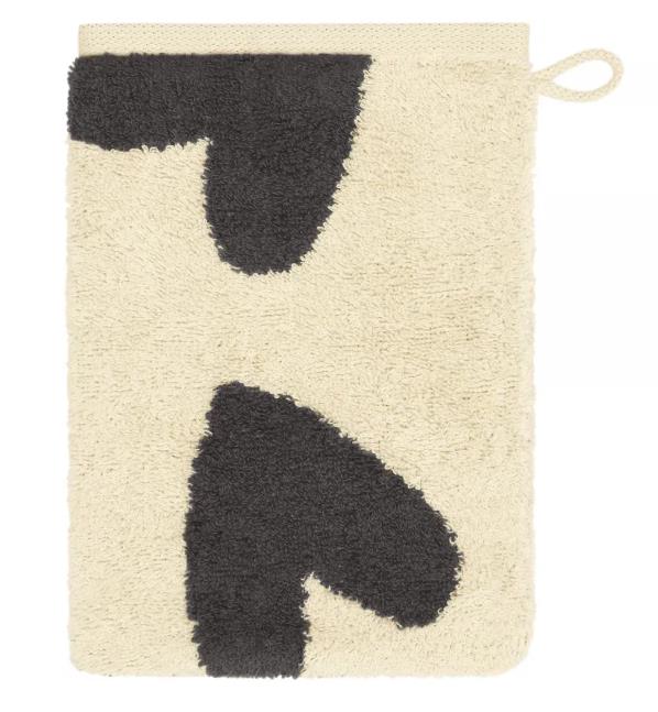 Cawö Waschhandschuh HEART BEATS 16x22cm in Farbe basalt, Bodentuch, Teppich, Fußmatte, Beige, Mustermotiv