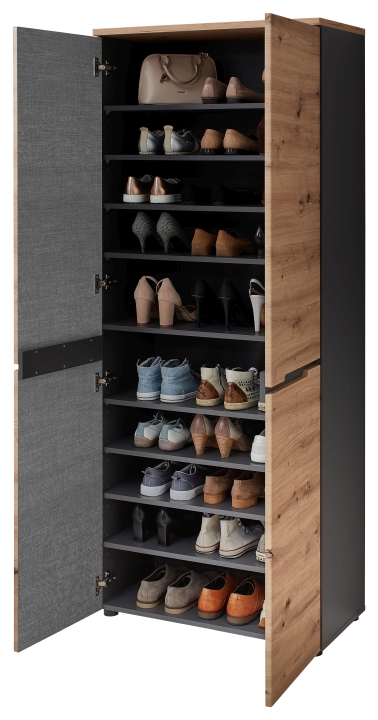 Schuhschrank Memphis mit Front: Artisan Eiche MDF, Absetzung graphit