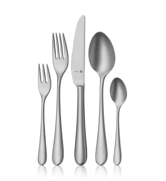 WMF Merit Besteck-Set, 30-teilig, Cromargan protect®, sandgestrahlt in Edelstahl matt, Besteck, Messer, Gabel, Löffel, Stahl