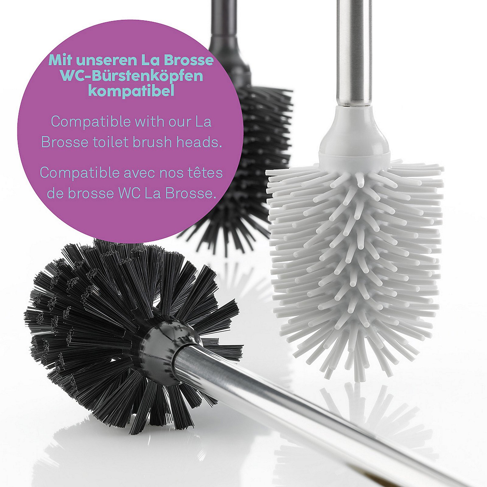 Kela WC-Garnitur Cube CUBE in Schwarz, Toiletbürste, Bürstenkopf, Reinigungszubehör, Drehbürste, Ersatzkopf, Toilette Bürste, Bürstenkopf, Bürstenkopfchen, Reinigungswerkzeug, Badzubehör