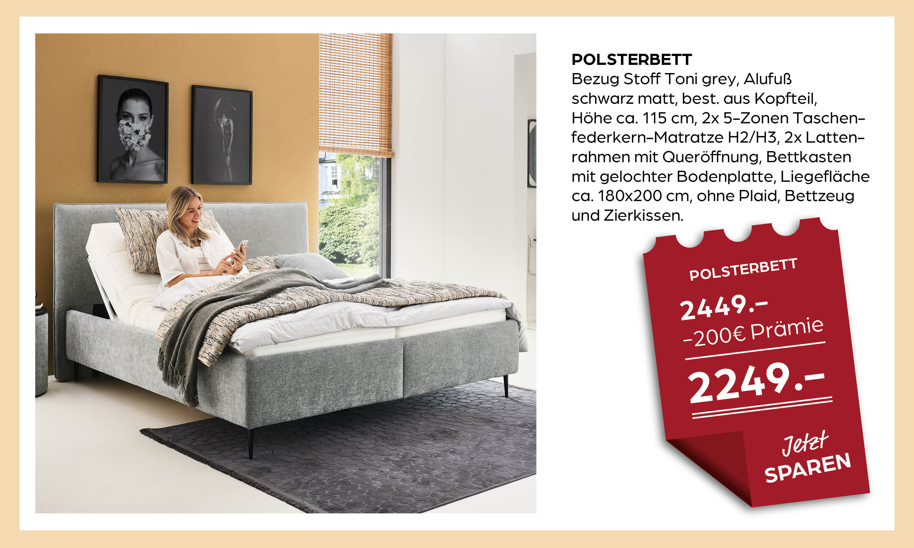 polsterbett, Stoffbezug, Grau, Bettkasten, Bettzeug, Polsterbett, Bezug Stoff, grau, Kopfteil, Bettkasten