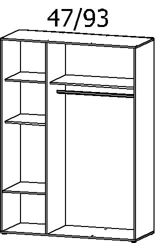 Rauch Drehtürenschrank VOYAGER 3-türig in Front alpinweiß/Korpus Eiche Artisan
