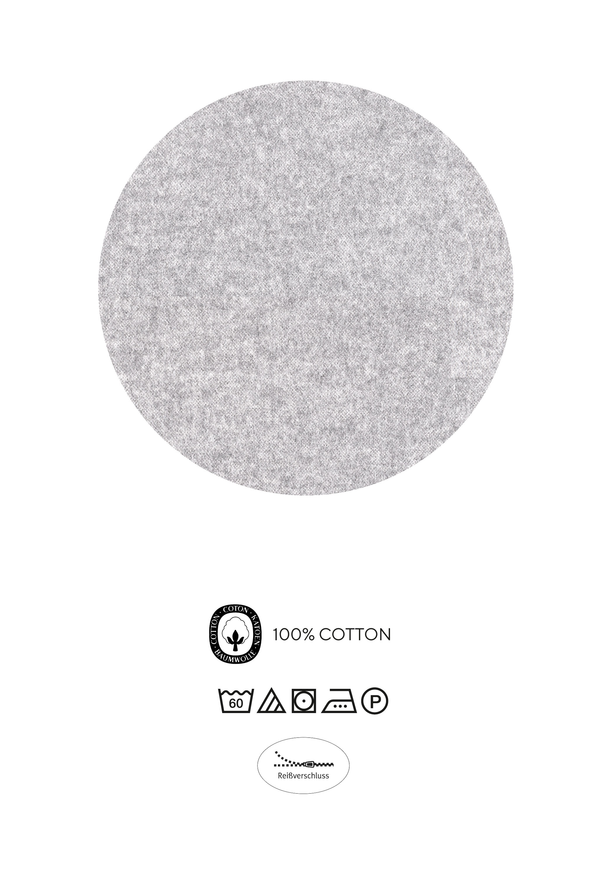 biberna Melange-Flanell-Bettwäsche ca. 135x200cm in Farbe Sturmgrau, cotton, 60s washing, circle pattern, grey, fabric label