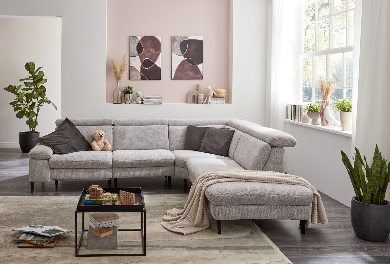 Polsteria Polstereckgruppe RELAXA TREND 1.0 ca. 298x252cm in Stoff Orlean silber