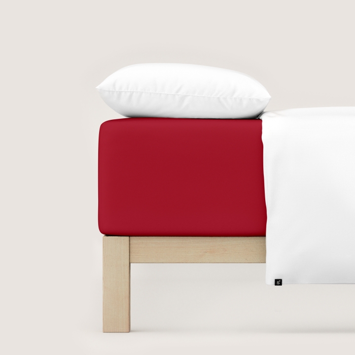 Schlafgut Pure Boxspring Spannbettlaken ca. 90x190-100x220cm in Farbe Red Deep