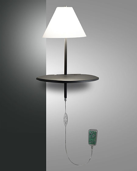 Fabas Luce LED-Wandleuchte Goodnight in anthrazit, Schirmabdeckung weiß