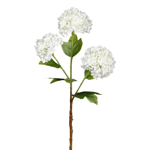 Gasper Schneeballzweig x 3, 61 cm, in Farbe Weiß, Blumen, Weiß, Hydrangea, Stock, Blätter