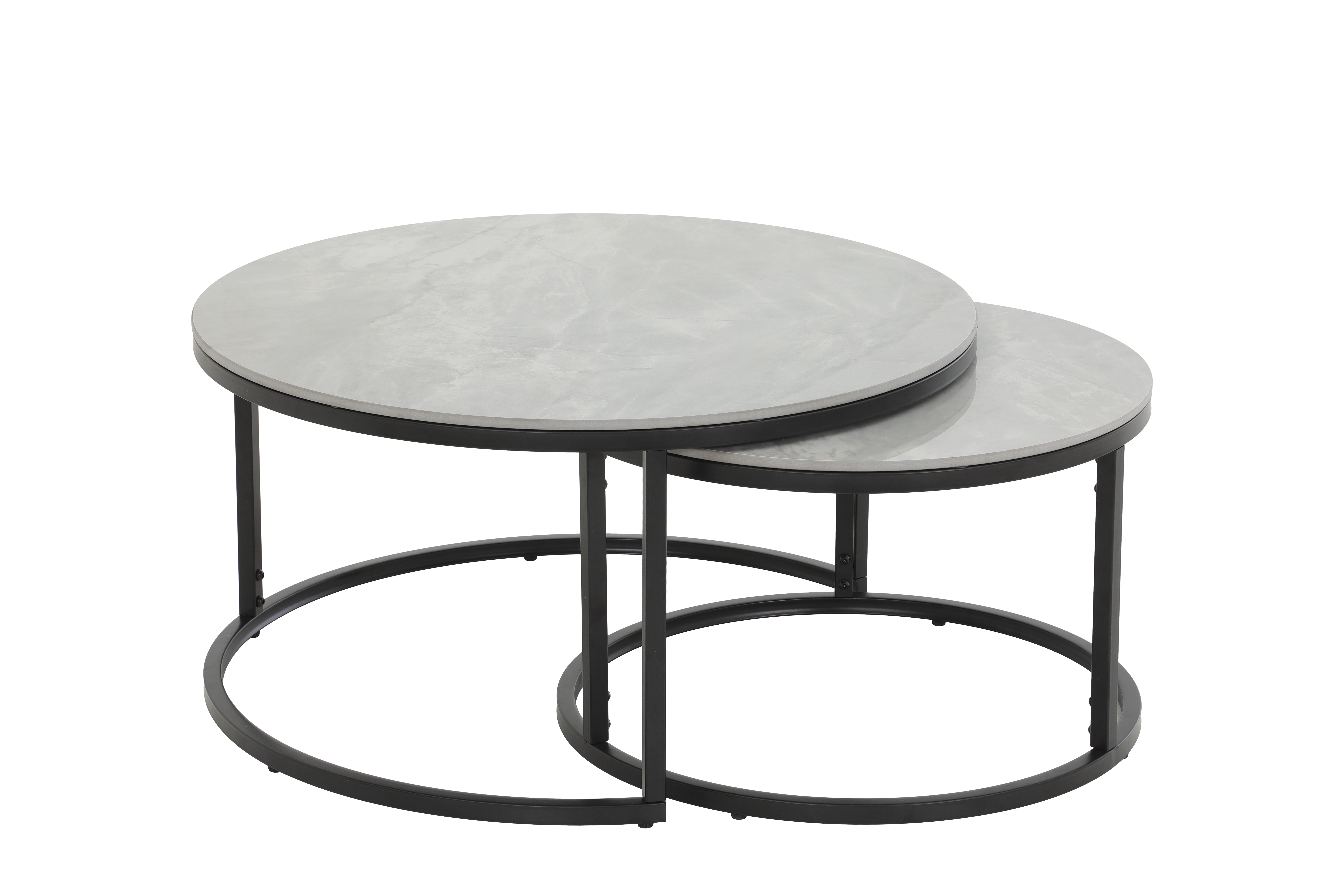 Couchtisch 2er-Set in Marmoroptik grau/schwarz 12/03