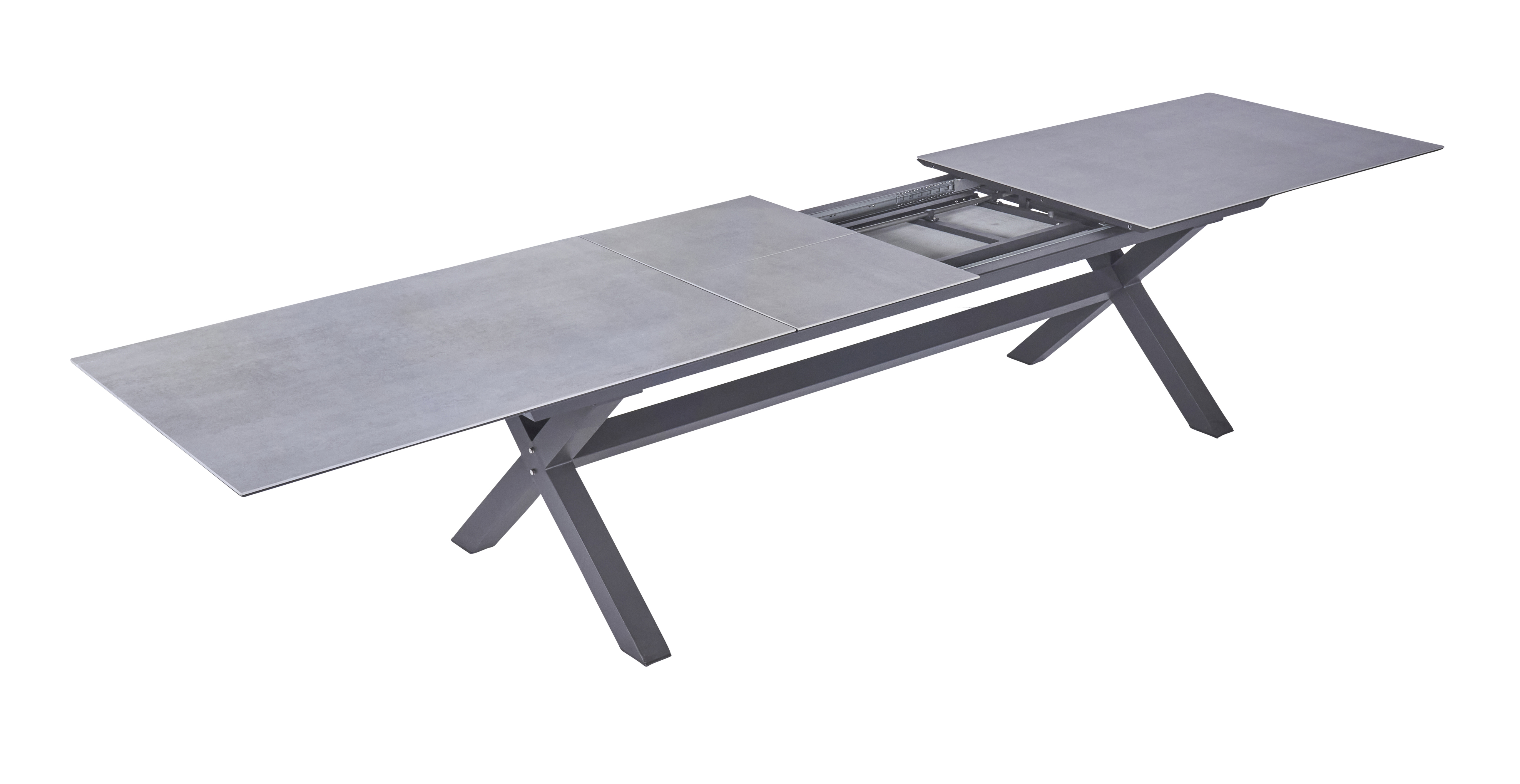 L.C. Wholesaler Tisch VANCOUVER ca. 280(340/400)x100cm mit Platte aus Glas-Keramik Beton-Optik