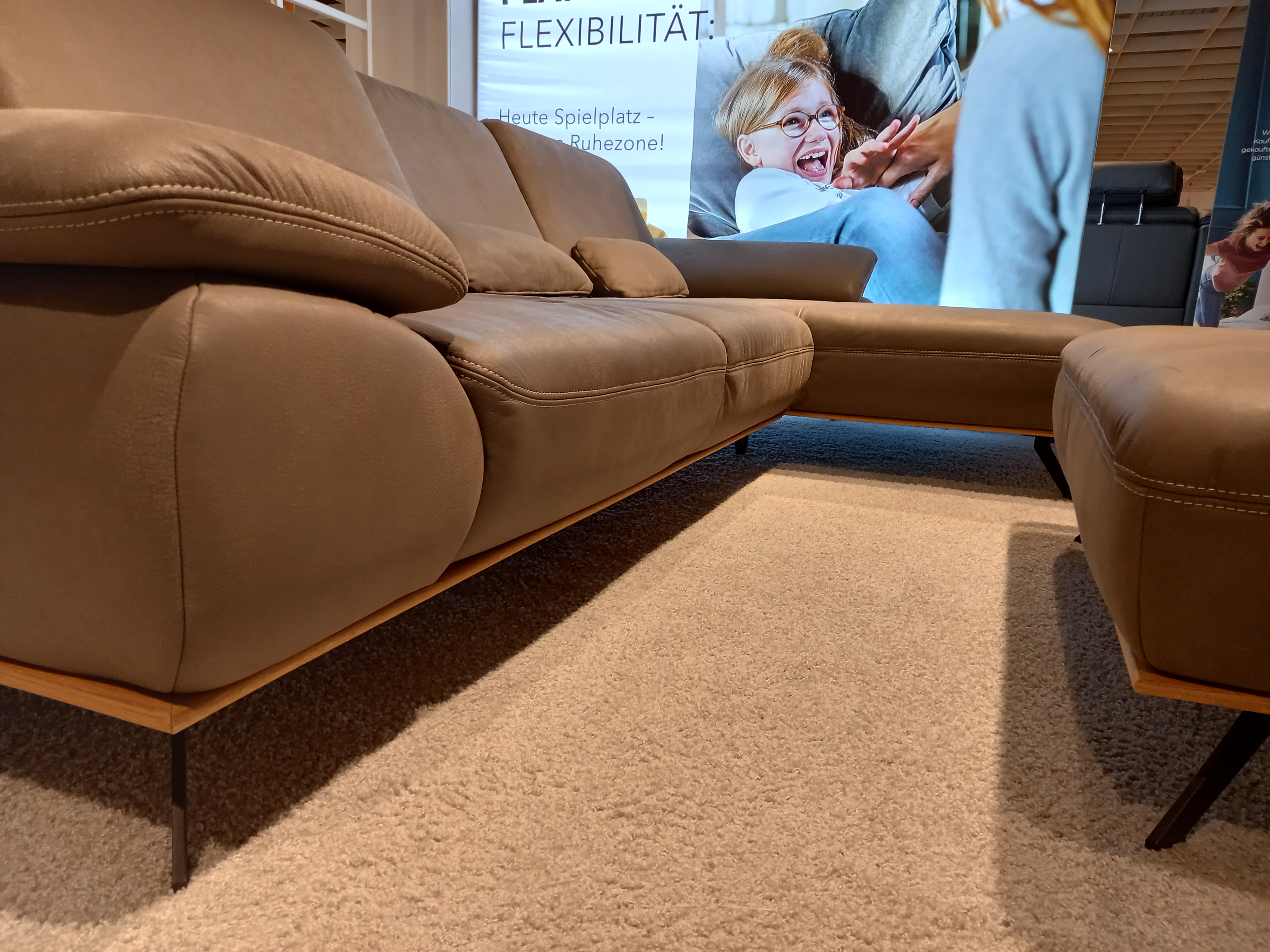 Polstergruppe in Leder Aurelia slate 120, Sofa, Wohnlandschaft, Leder, Beige, Sessel