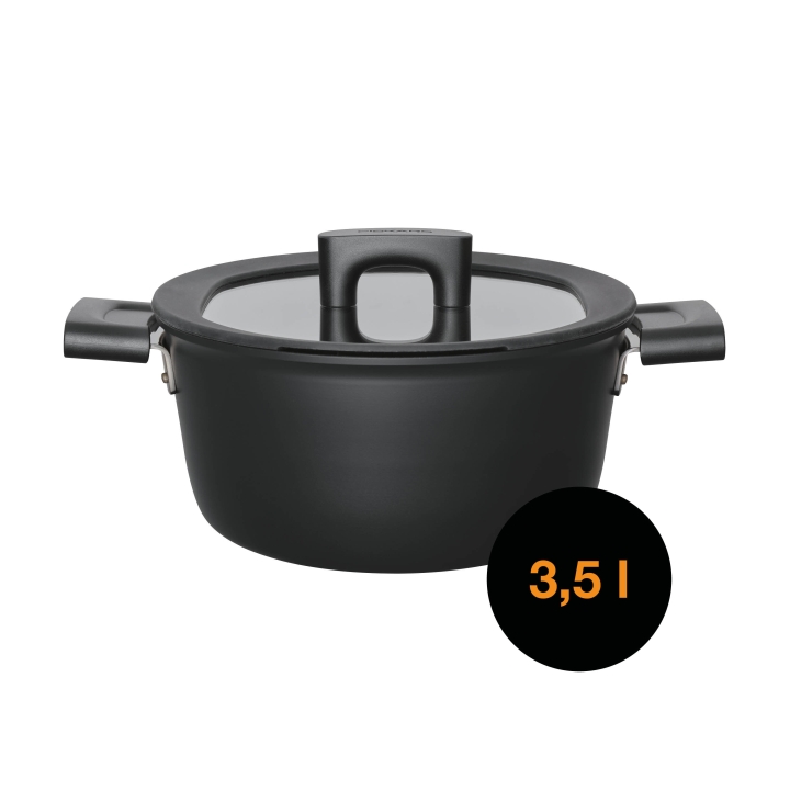 Fiskars Kasserolle mit Deckel HARD FACE 3,5Ltr./22cm in Farbe Black