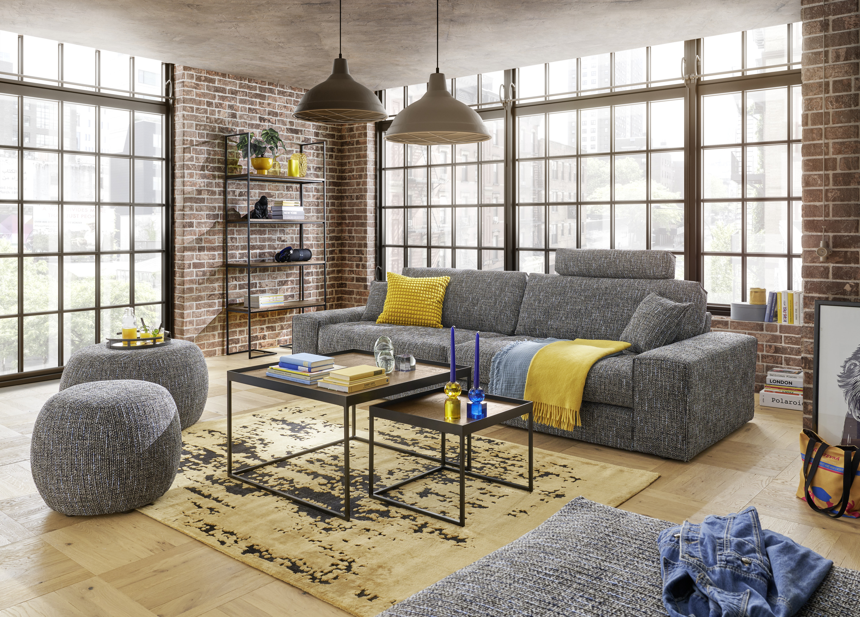 Set One by Musterring Sofa 4-sitzig DALLAS ca. B300 H81 T120 cm in Stoff Be Trendy blue 09, Dekoration für Zuhause, Mobiliar, Wohnzimmer, Couch, Tabelle