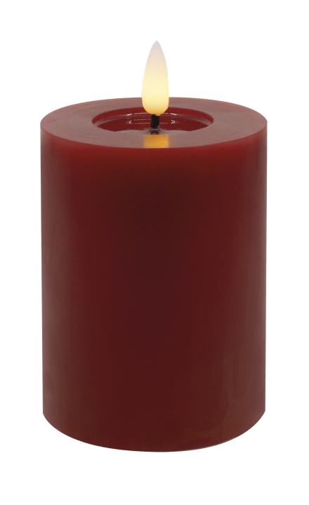 L.C. Wholesaler LED-Stumpenkerze WINTER ca. Ø 7,5, H 10cm in red smooth, 7.5x10cm