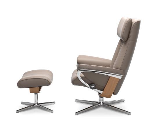 Stressless Sessel mit Hocker PAUL in Leder Palermo dark mushroom
