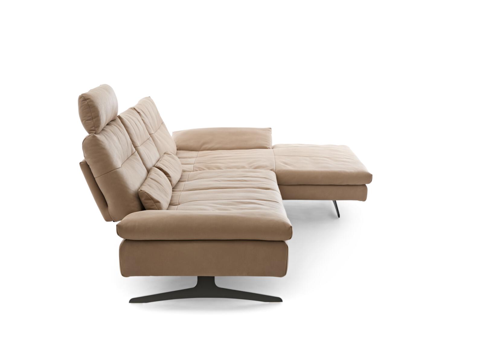 W. Schillig Polstergruppe SEVENTY5 ca. 342x158 cm in Leder sand, Sofa, Wohnzimmersofa, Sessel, Beige, Polstersofa