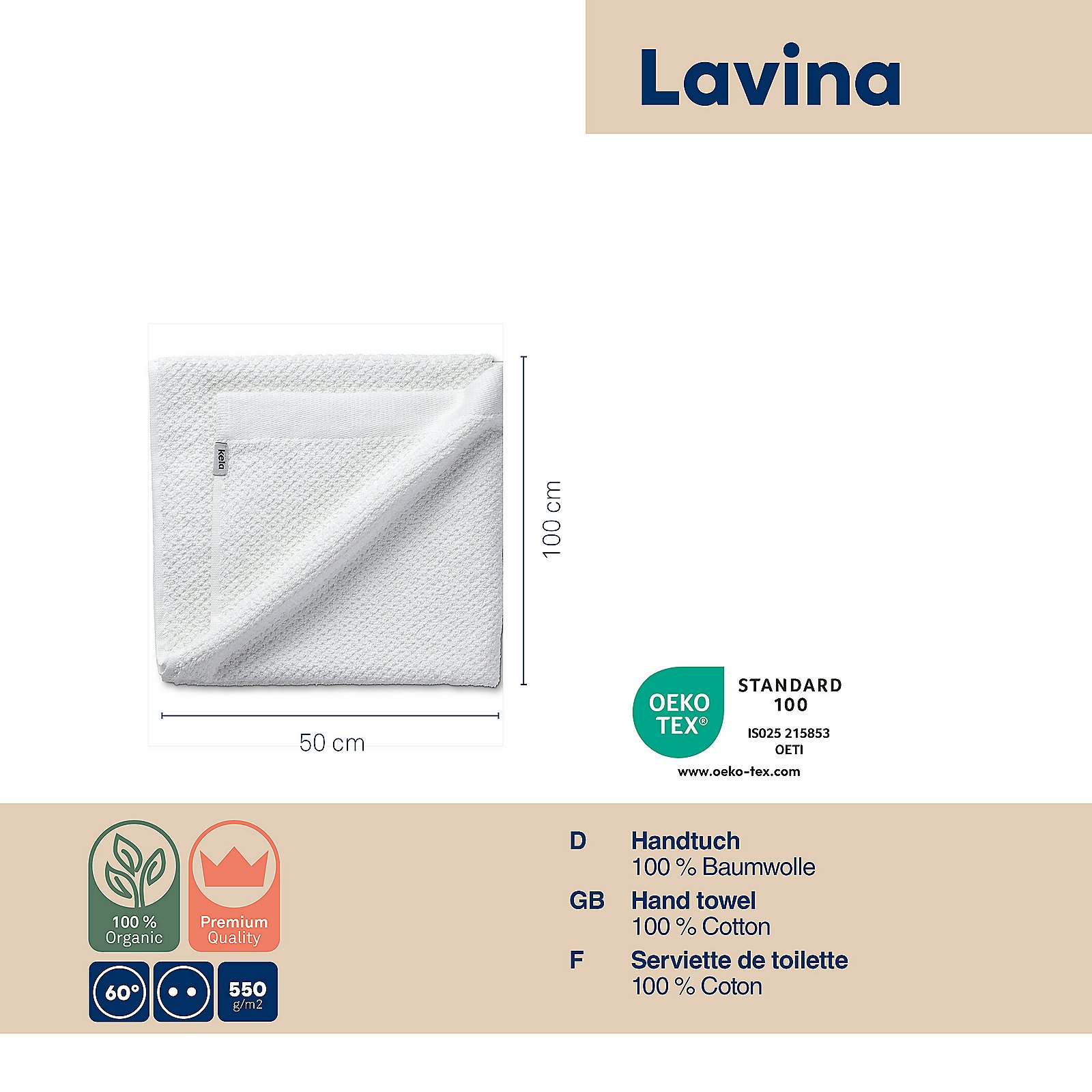 Kela Handtuch Lavinia LAVINIA in weiß, handtuch, baumwolle, 100%, baumwolle, weiße farbe, Handtuch, Tuch, Baumwolle, Weiß,  cotton