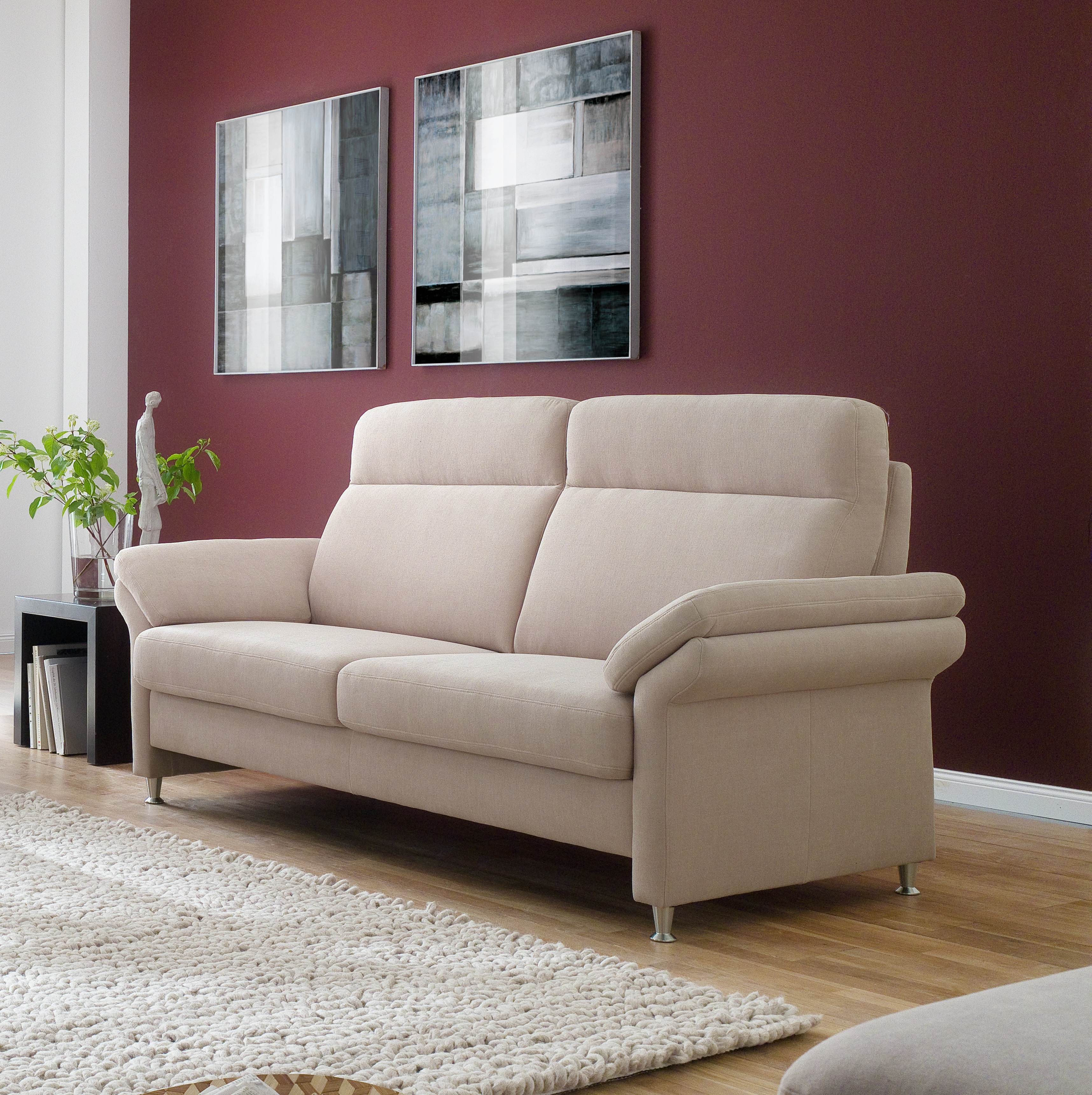 Carina Polstermöbel Sofa 3-sitzig PRIMUS in Stoff Easy Care white