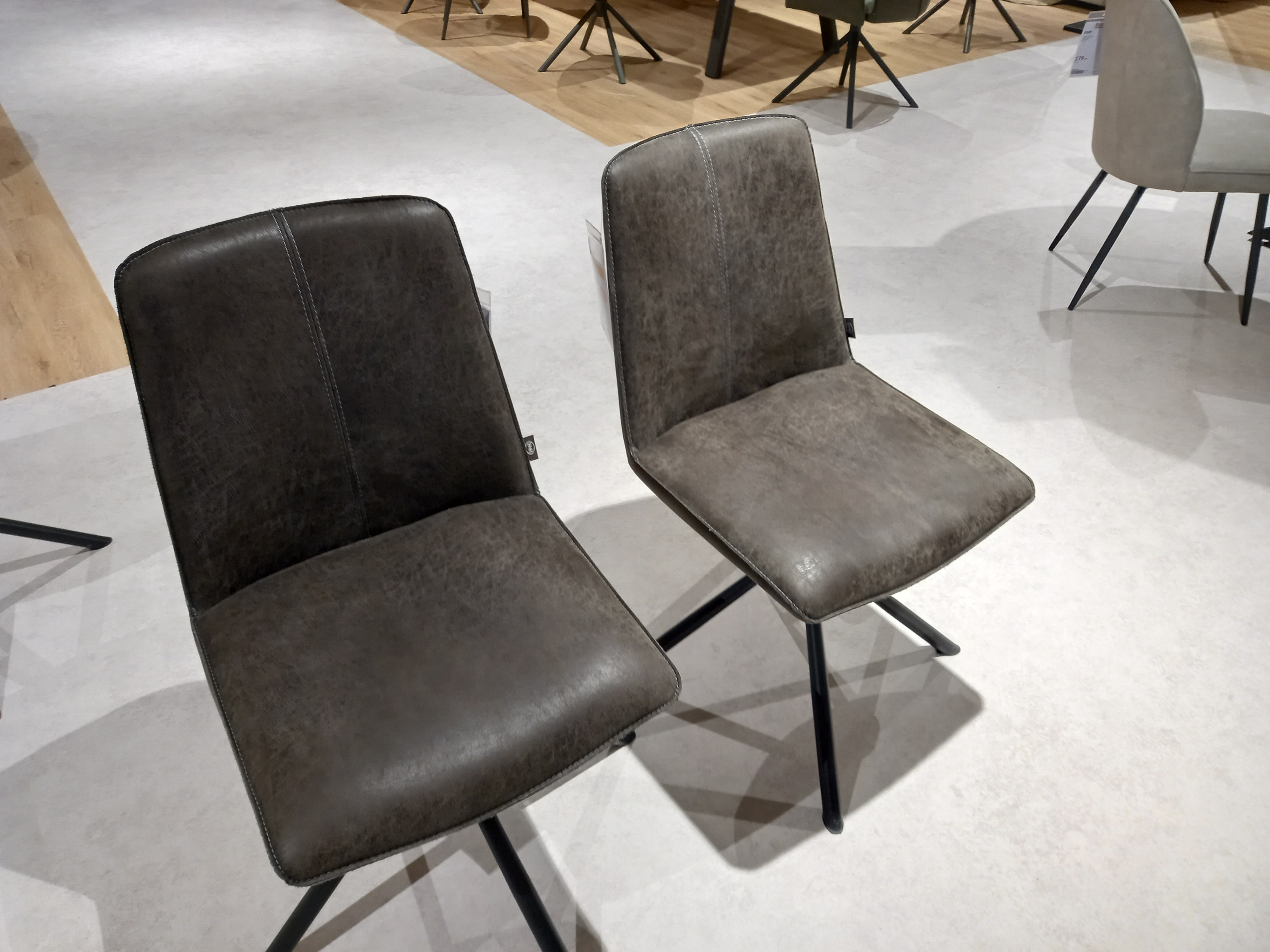 Henders & Hazel Stuhl 2er-Set BRODY in Leder Corsica semi anthr.PG15, Esszimmerstuhl, Kunstleder, Dunkelbraun, Metallgestell, Gepolsterte Sitzfläche