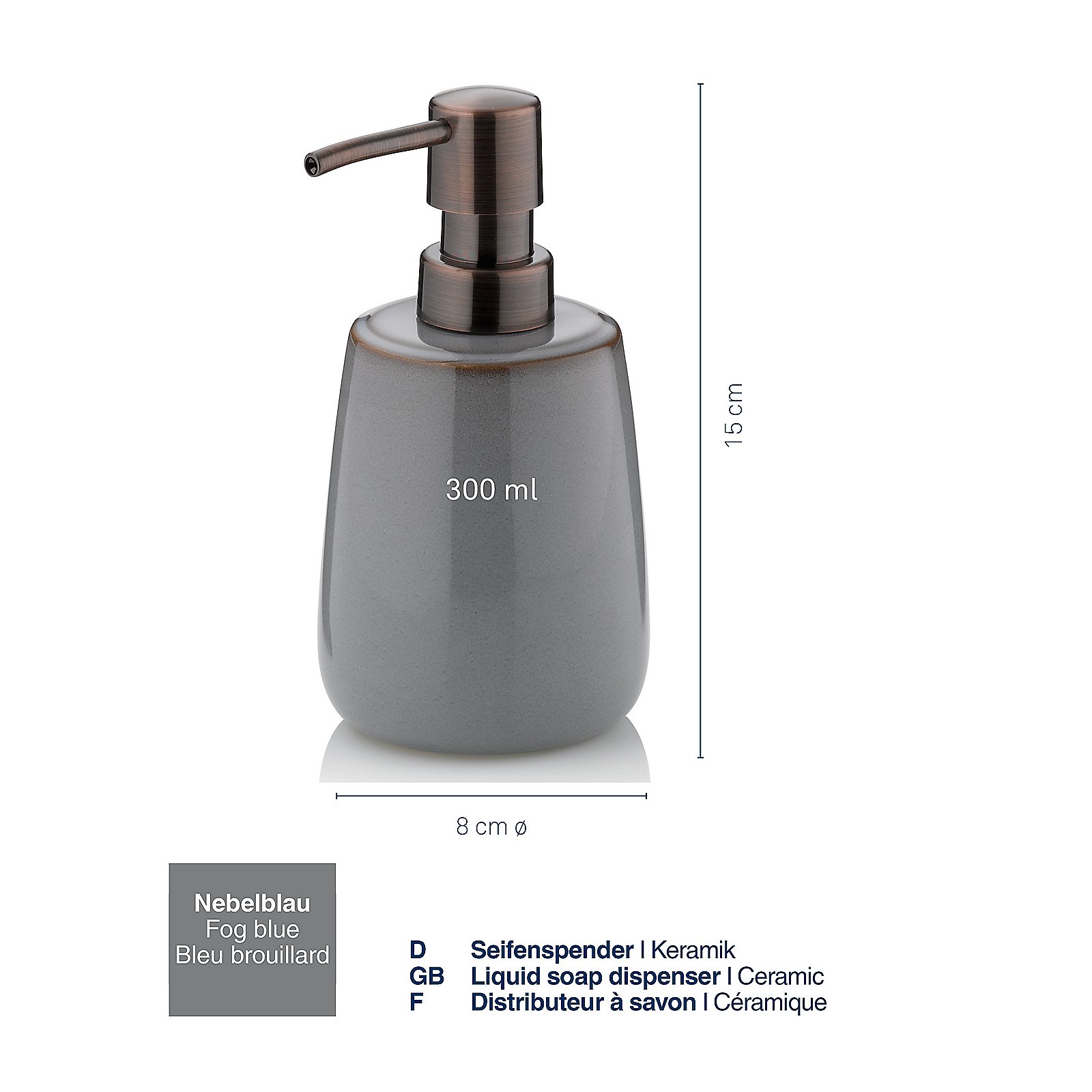 Kela Seifenspender Liana nebelblau LIANA in , Flasche, Sinken, Waschbeckenhahn, Lotion