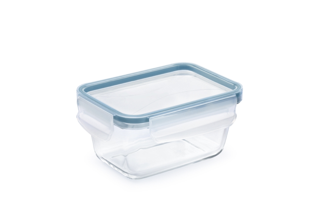 Rotho Kühlschrankdose Glas CLIC & LOCK in Farbe Horizon Blue