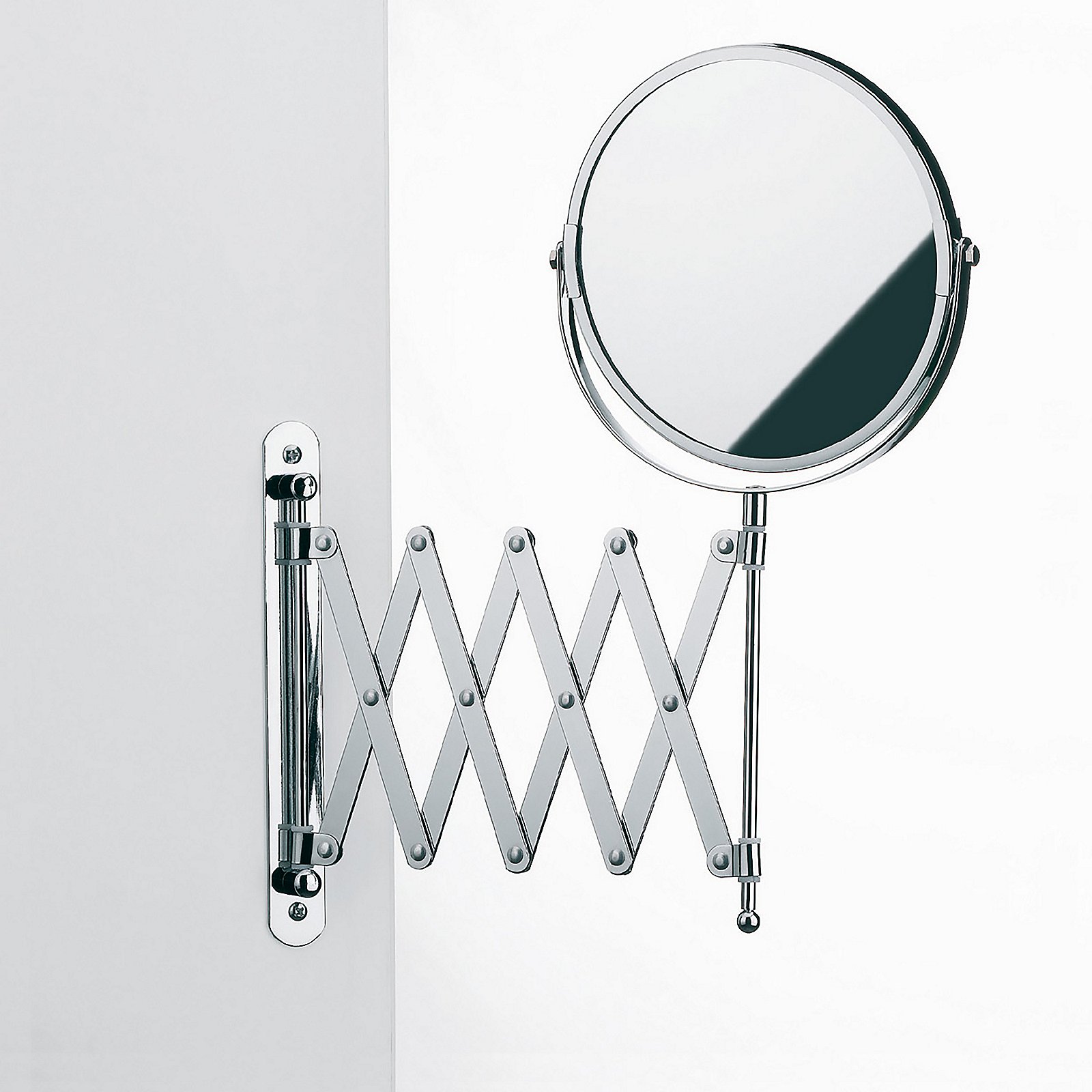 Kela Wandspiegel Avita Metall Silber / Metall, Spiegel, Durchschwingbar, Kleiner Schminkspiegel, Schminkspiegel, Ausziehbarer Spiegel, Spiegel, Ausziehbar, Rundspiegel, Scherenarm, Klemmhalterung
