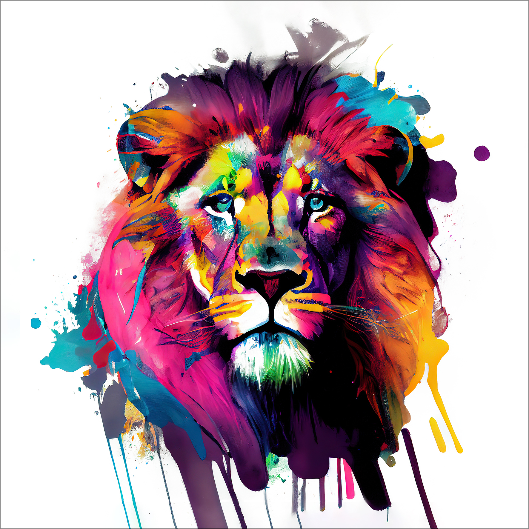 PRO ART Glas-Art 50x50cm Colorful Lion Head IV
