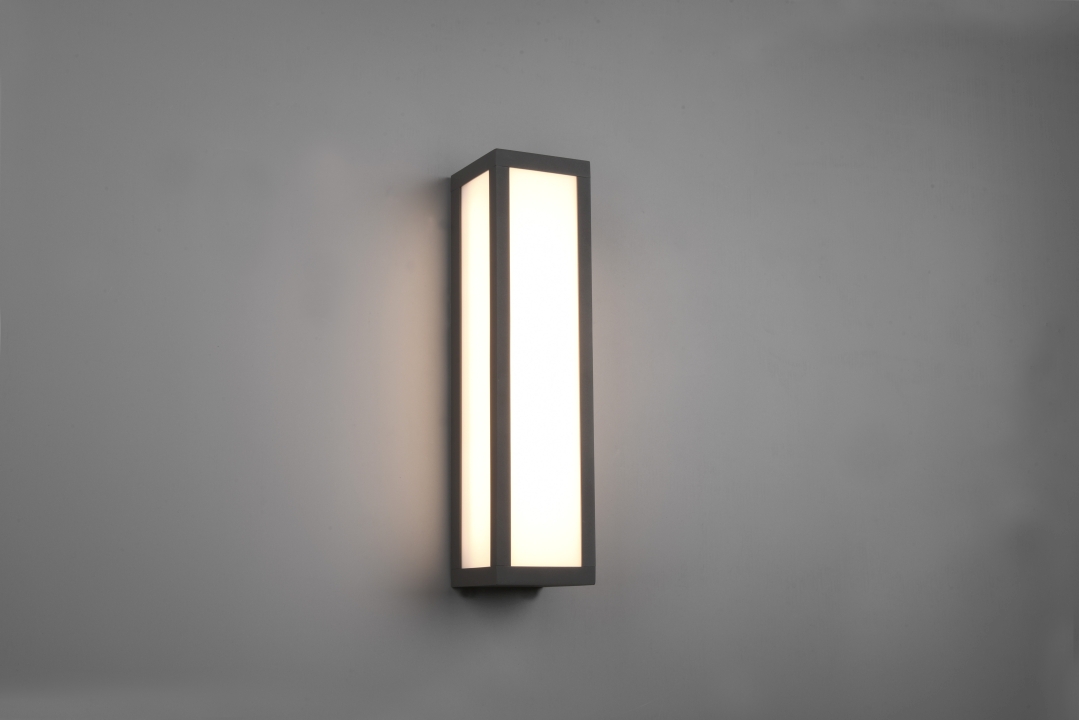 Trio LED-Wandleuchte FUERTE in anthrazit, Glas Kunststoff weiß