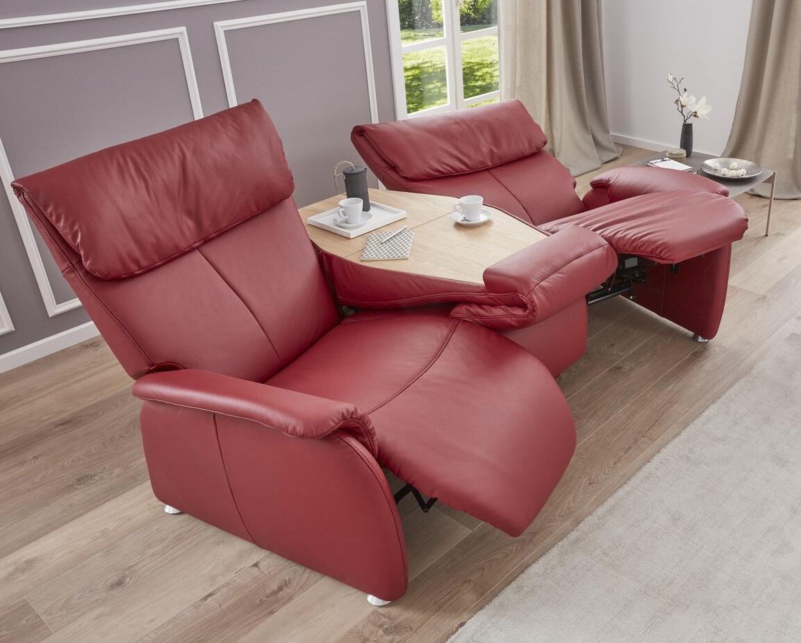 Comfortmaster Trapezsofa in Leder Longlife merlot