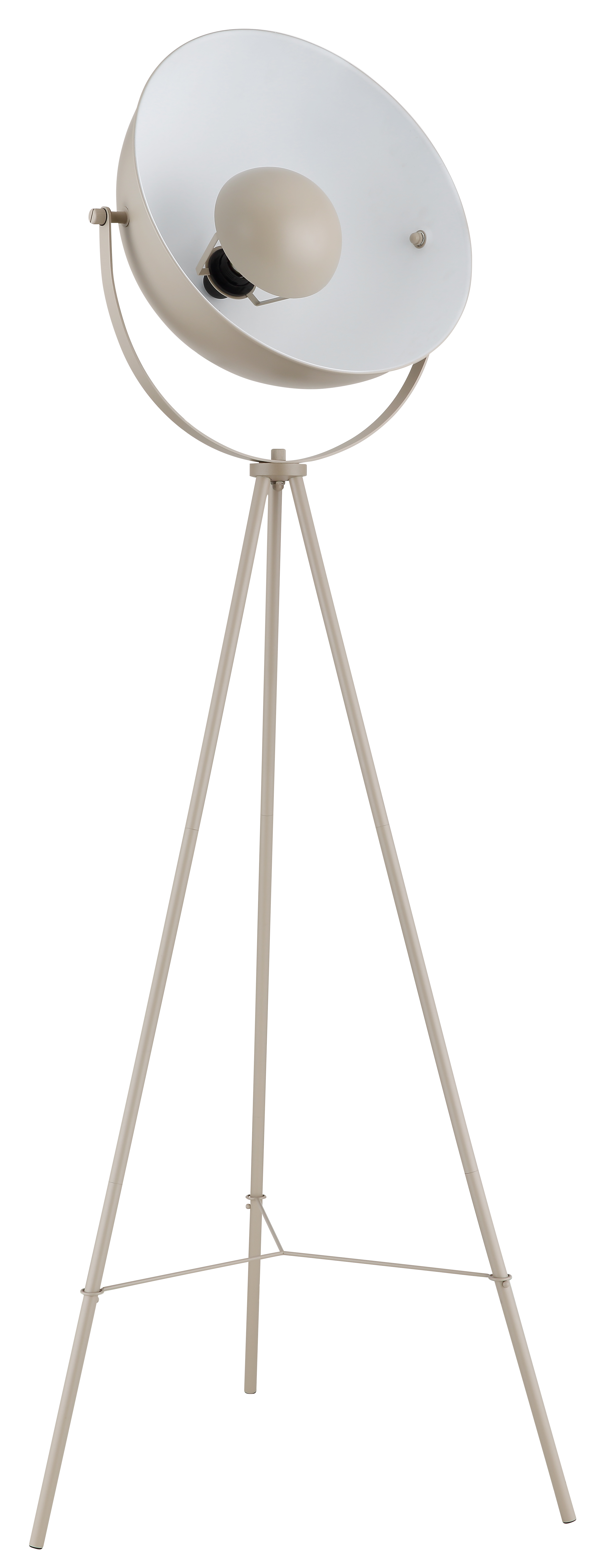 Stehleuchte in Fb. Sandfarben, Stehlampe, Tripod, Metall, Schirmlampe, Beige