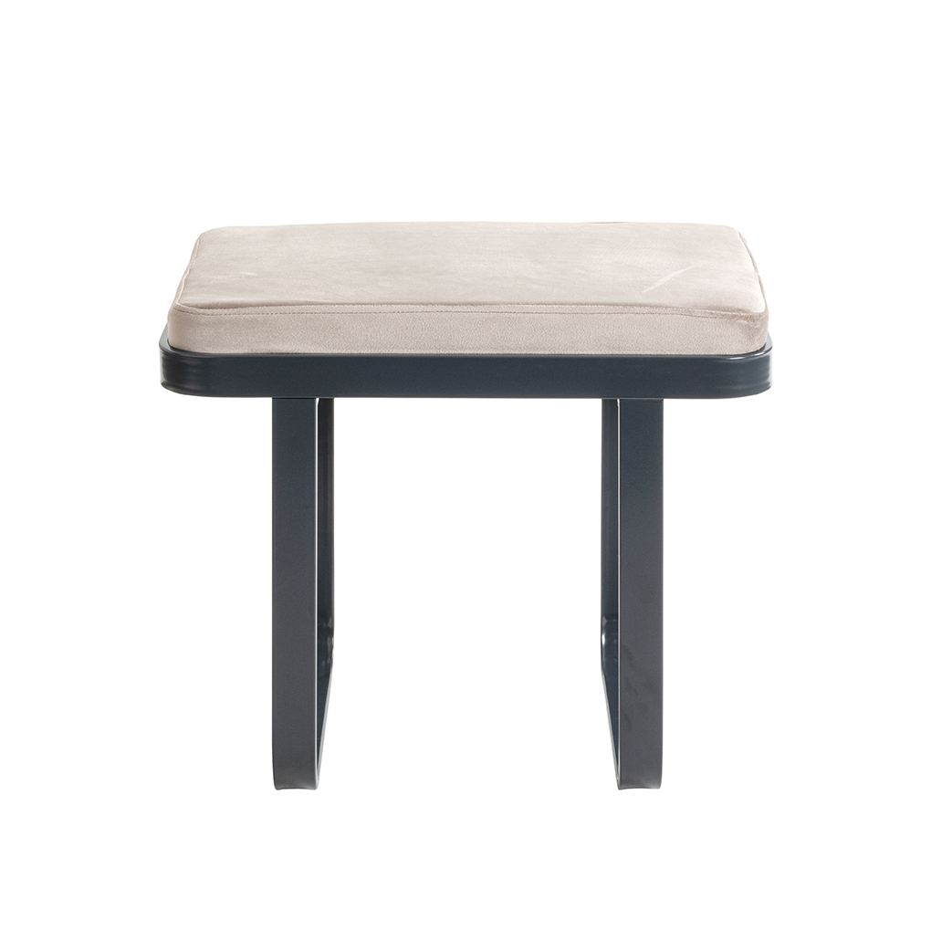 Haku Möbel Bank DARIO 1 in Farbe Anthrazit, Kaschmir, Hocker, Beige Polster, Stuhlbeine, Samtkissen, Dunkelgraue Basis