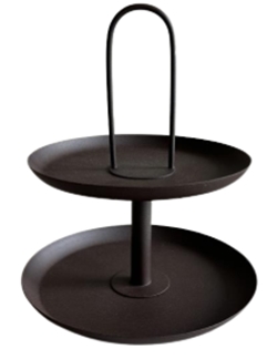 Fynch-Hatton Cake Stand MANDAAZI in Farbe truffle, Tortenständer, Doppeldeckel, Metall, Schwarz, Kuchenständer
